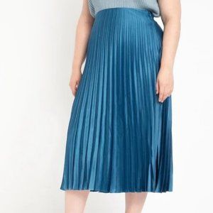 Eloquii blue pleated midi skirt